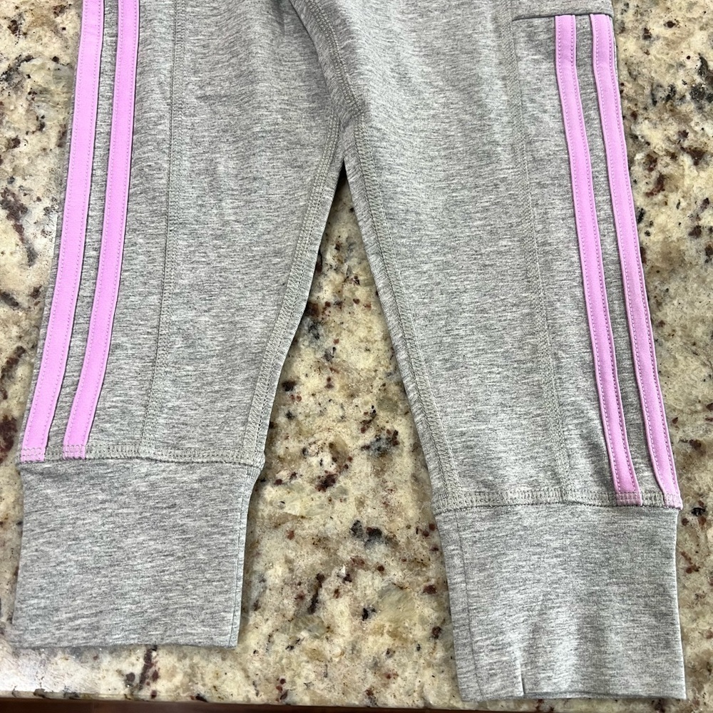 Adidas Kids Gray and Lavender Leggings - Picture 2 of 5